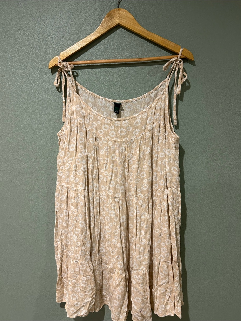 wild fable Beige Floral Tie-Shoulder BabyDoll dress